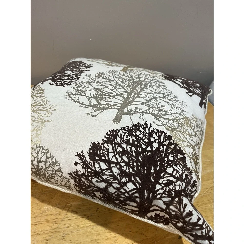Vtg‎ Pier 1 Flocked Gilded Foil Trees Throw Pillow 19x19